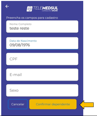 Primeiro dependente incluído